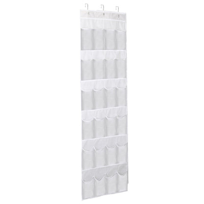 Over the Door Shoes Rack 24-Pocket Crystal Clear Organizer 6-Layer Hanging Storage Shelf for Shoes Slippers Small Toys Closet Cabinet