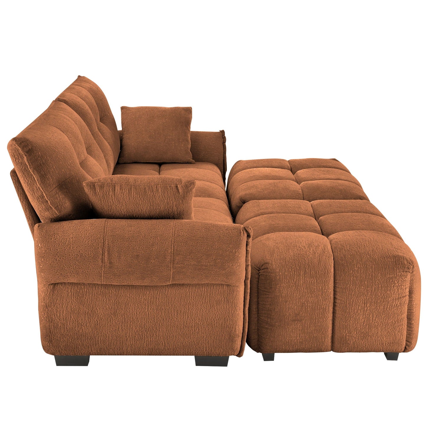 Sofa Set With Ottoman And Pillows, Textured, High Resilience Cushions