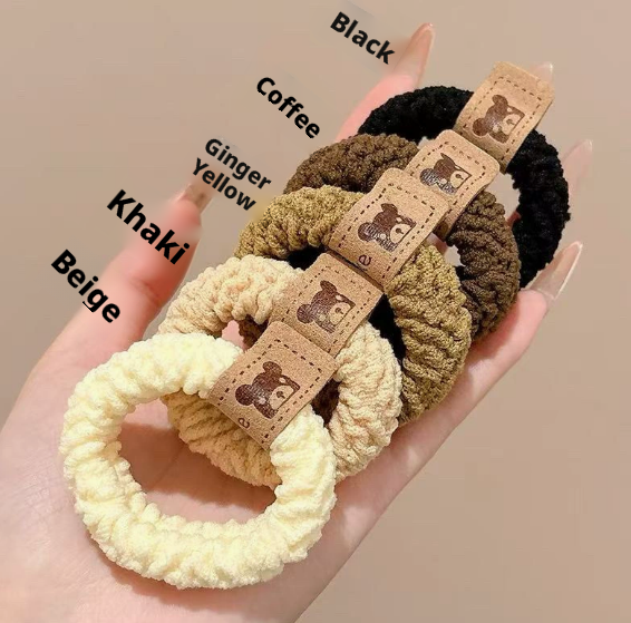 High-elastic hair ring-black-polyester fiber-5 pieces-1 pack