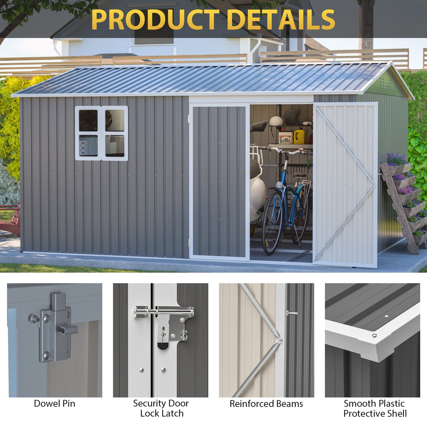 12x10 Ft Outdoor Metal Storage Shed