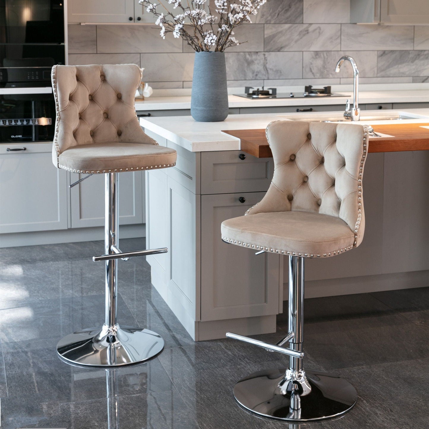 Swivel Adjustable Height Barstools Set of 2