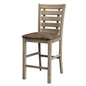 Dining Counter Height Chairs Modern Farmhouse Rustic Look Distressed Design Ladderback Solid Wood (Set of 2) - Grayish Brown
