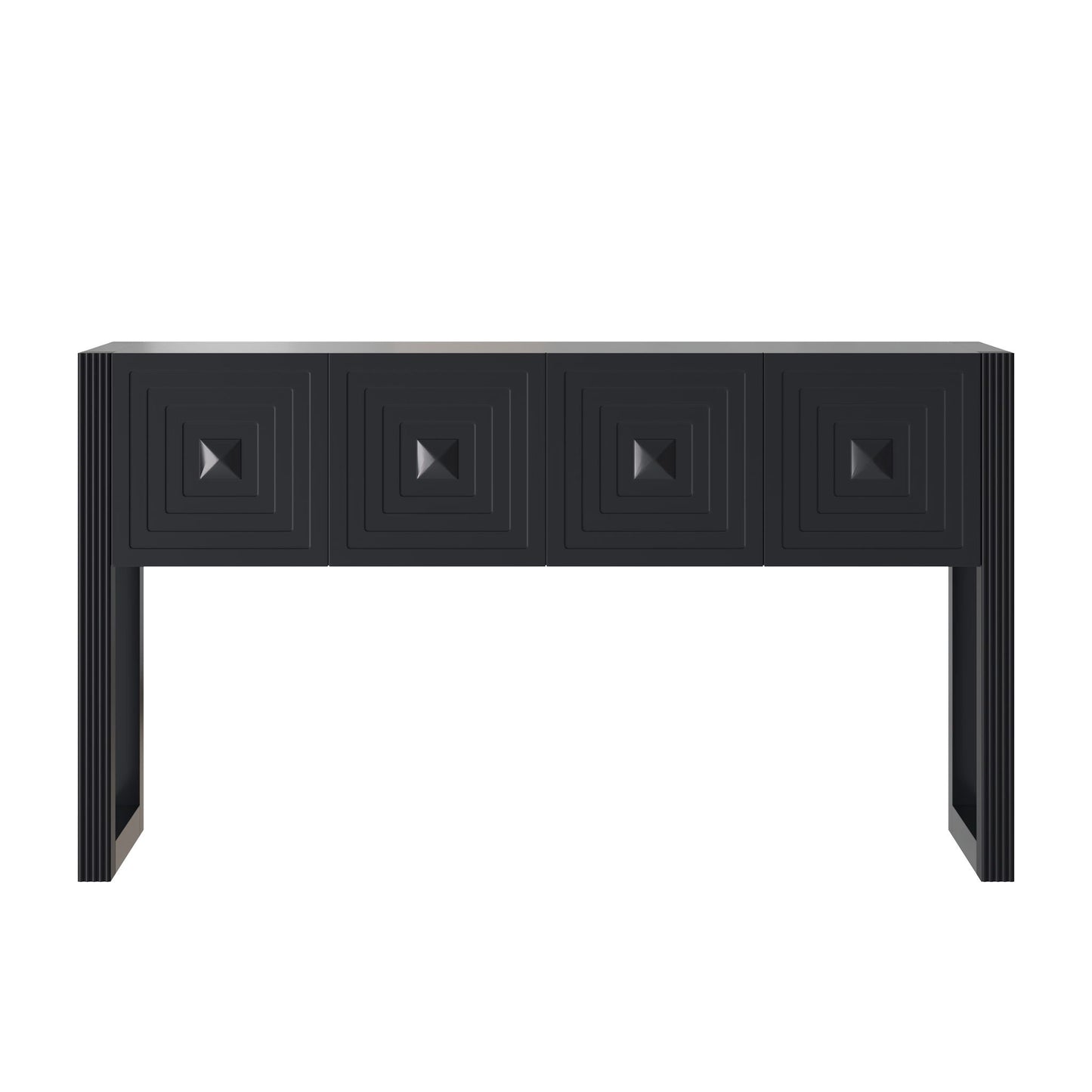 Geometric Carved Console Table With 3 Soft Close Drawers