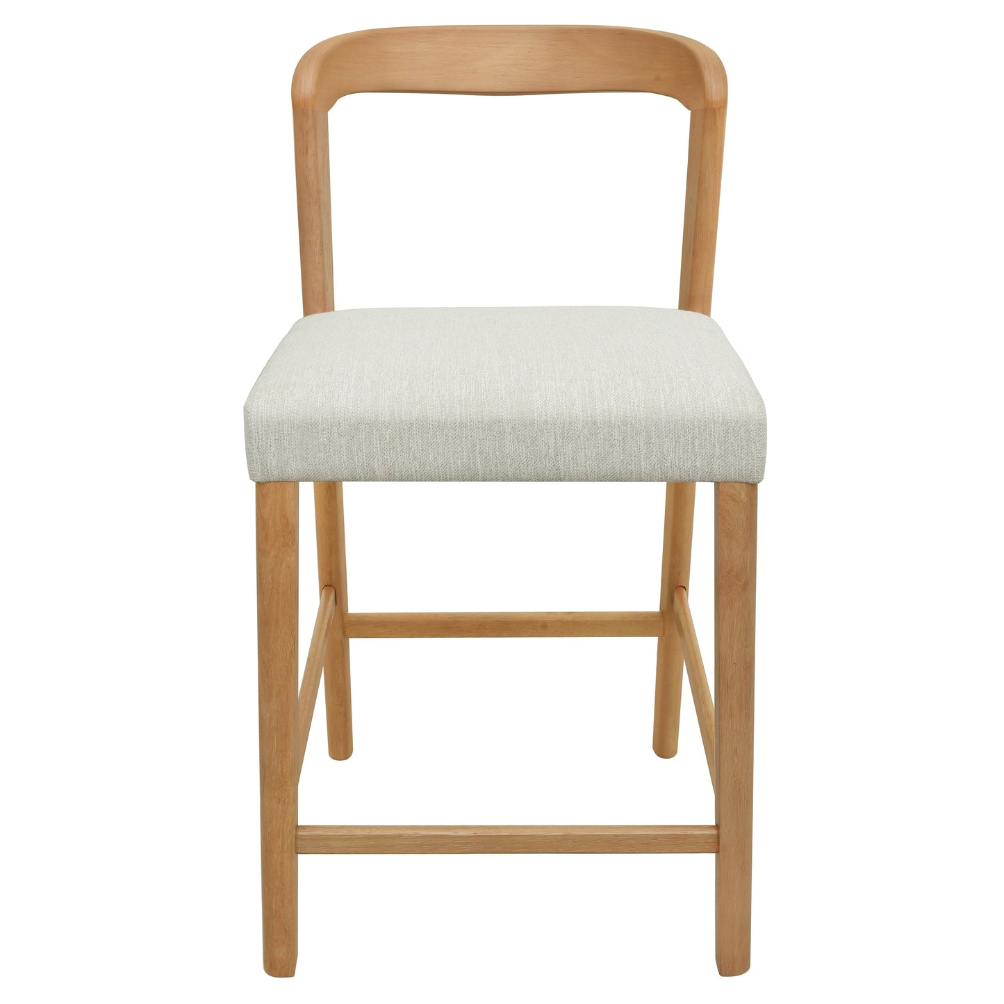 Solid Rubber Wood Counter Stools (Natural Oak + Beige) Set of 2