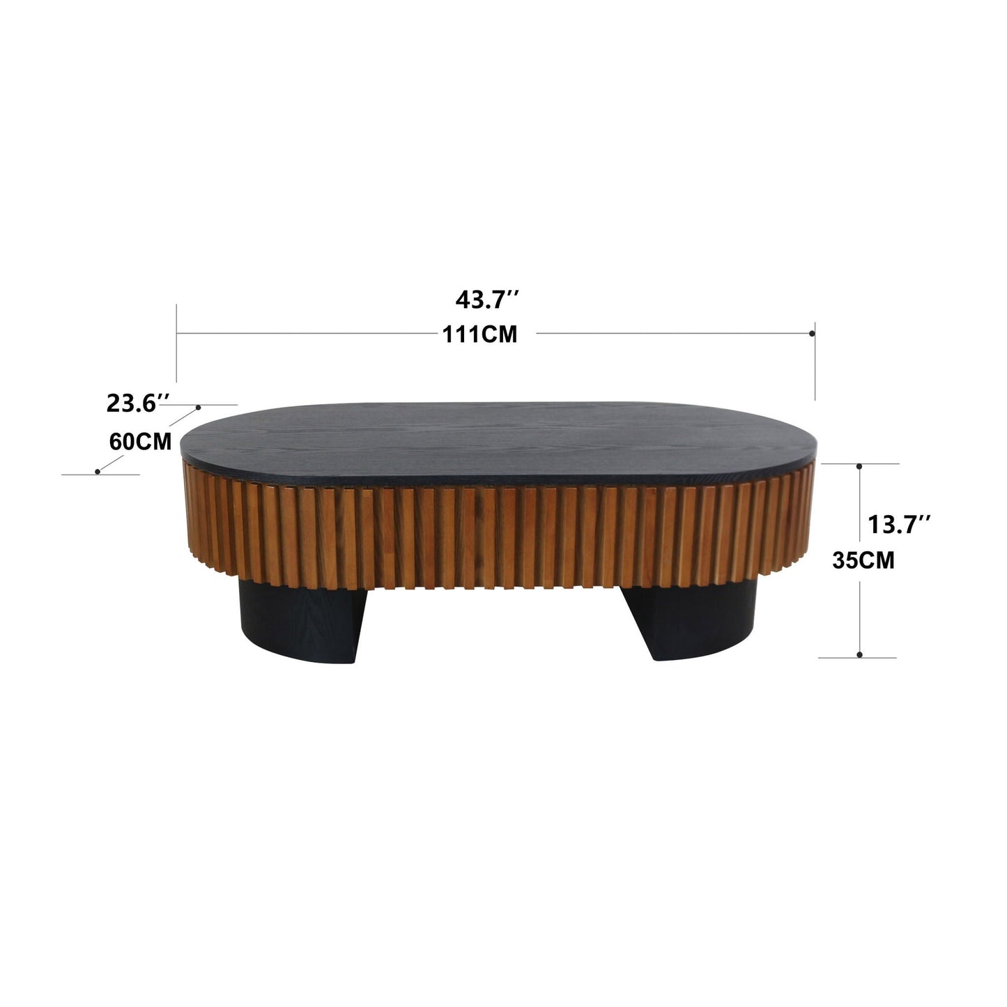 Elliptical Living Room Coffee Table With Hidden Storage And Removable Tabletop