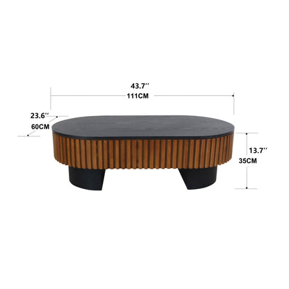 Elliptical Living Room Coffee Table With Hidden Storage And Removable Tabletop