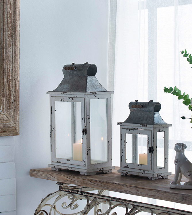Wooden Candle Lantern Decorative Set of Two for Indoor and Outdoor Use