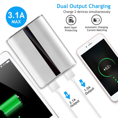 12000mAh Portable Charger with Dual USB Ports 3.1A Output Power Bank Ultra-Compact External Battery Pack Fast Charging for IOS Phone Samsung Xiaomi ZT