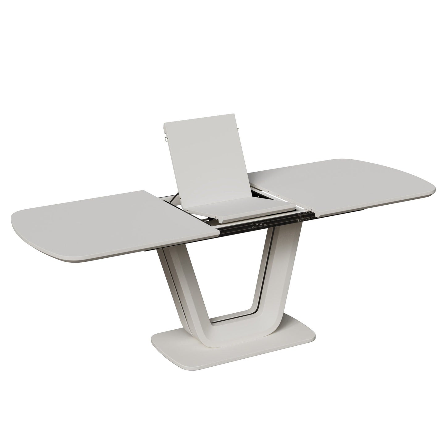 Modern Industrial Style Expandable Dining Table With U Shaped Legs - Antique Gray White