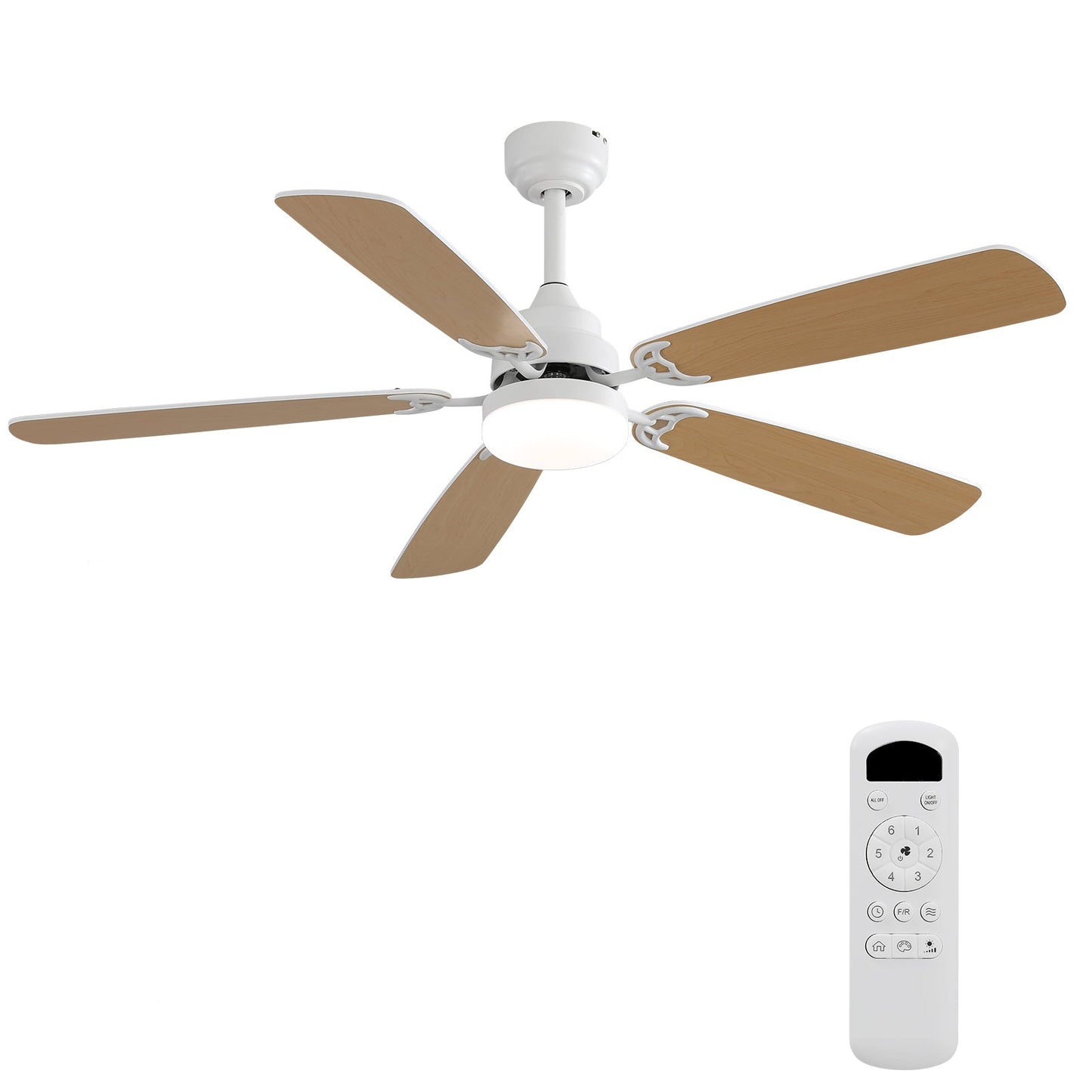 Indoor Modern 52 Inch Ceiling Fan with 6-Speed Remote and LED Light