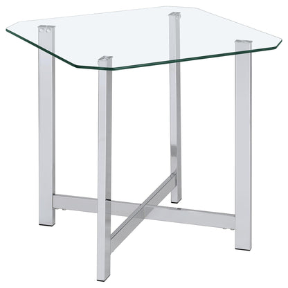 Cronin 3-piece Tempered Glass Top Coffee Table Set Chrome