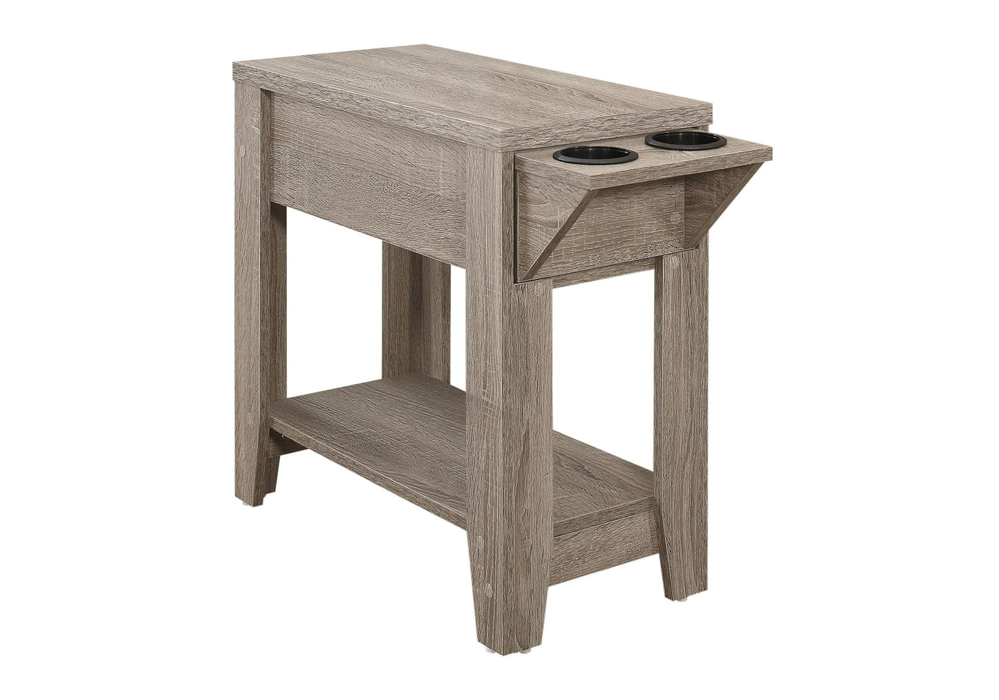 Accent Side Table with Storage and Built-In Lamp