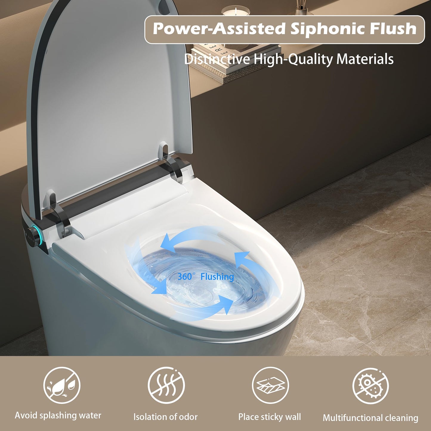 Smart Toilet with Built-In Bidet and Heated Seat
