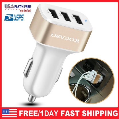 USB Car Charger 30W 5.5A 3 USB Port Cigarette Lighter Charger Adapter For iPhone XS/iPhone XS Max/iPhone 8 Plus/Galaxy S7/Galaxy S6