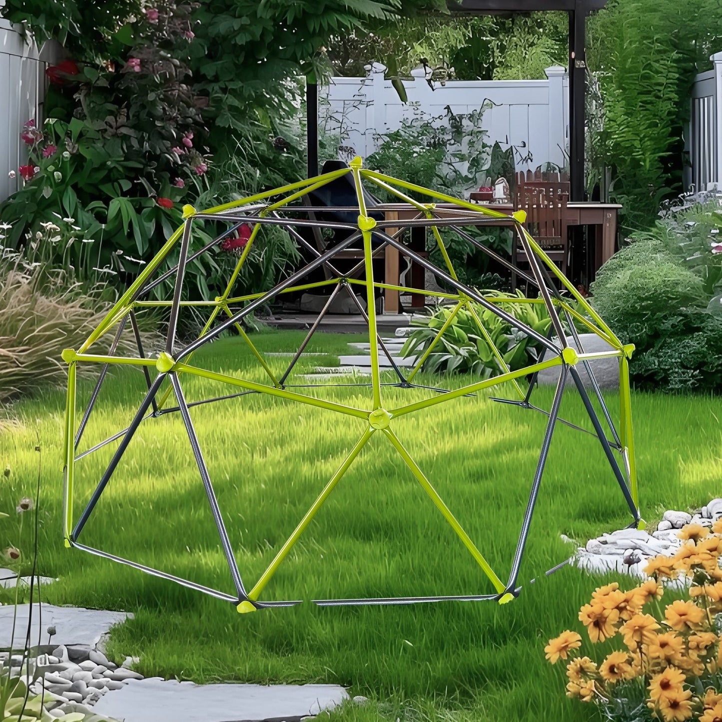 10 Sided Climbing Frame For Outdoor Playground With Colorful Climbing Stones
