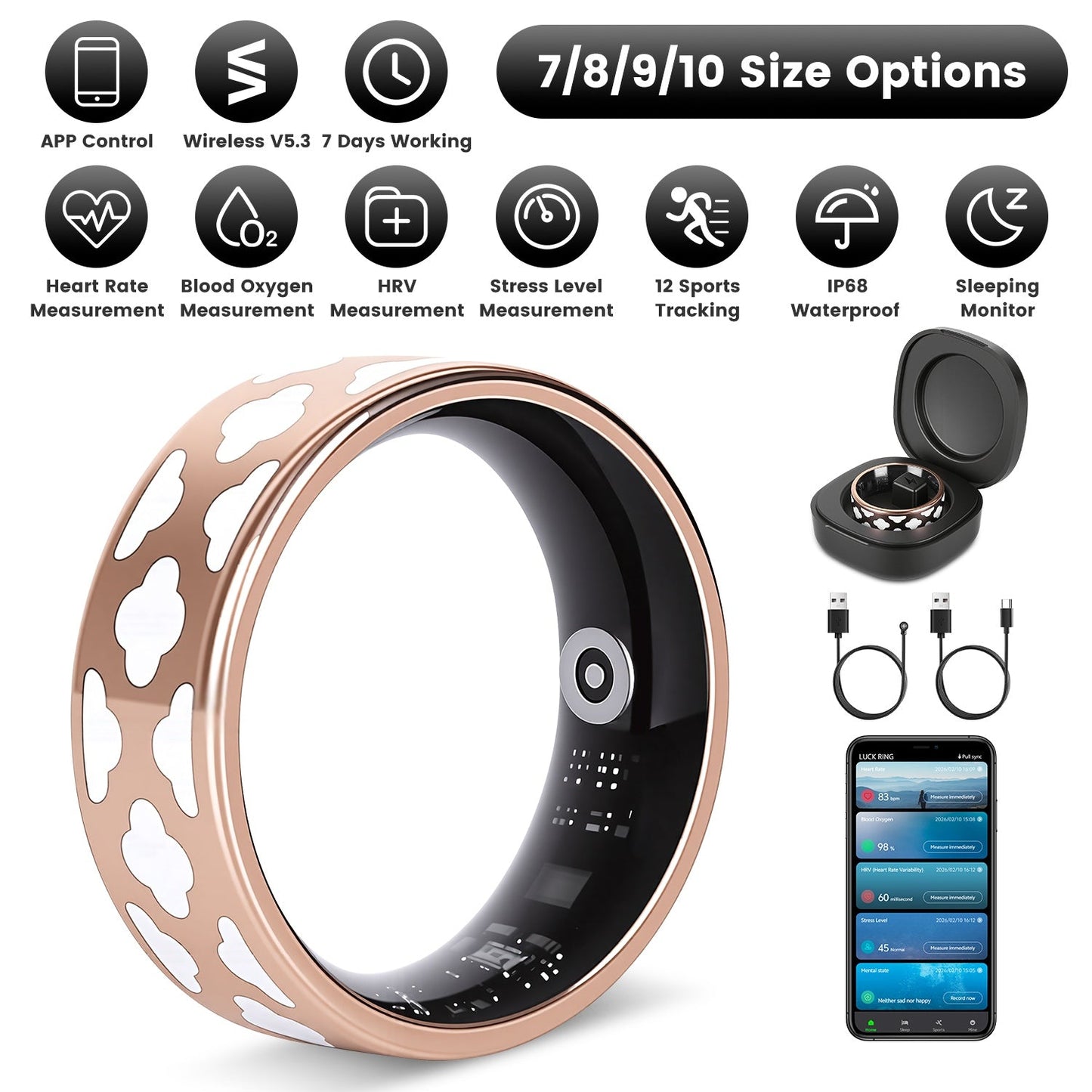 Smart Ring Health Tracker with Sleep & Fitness Monitoring