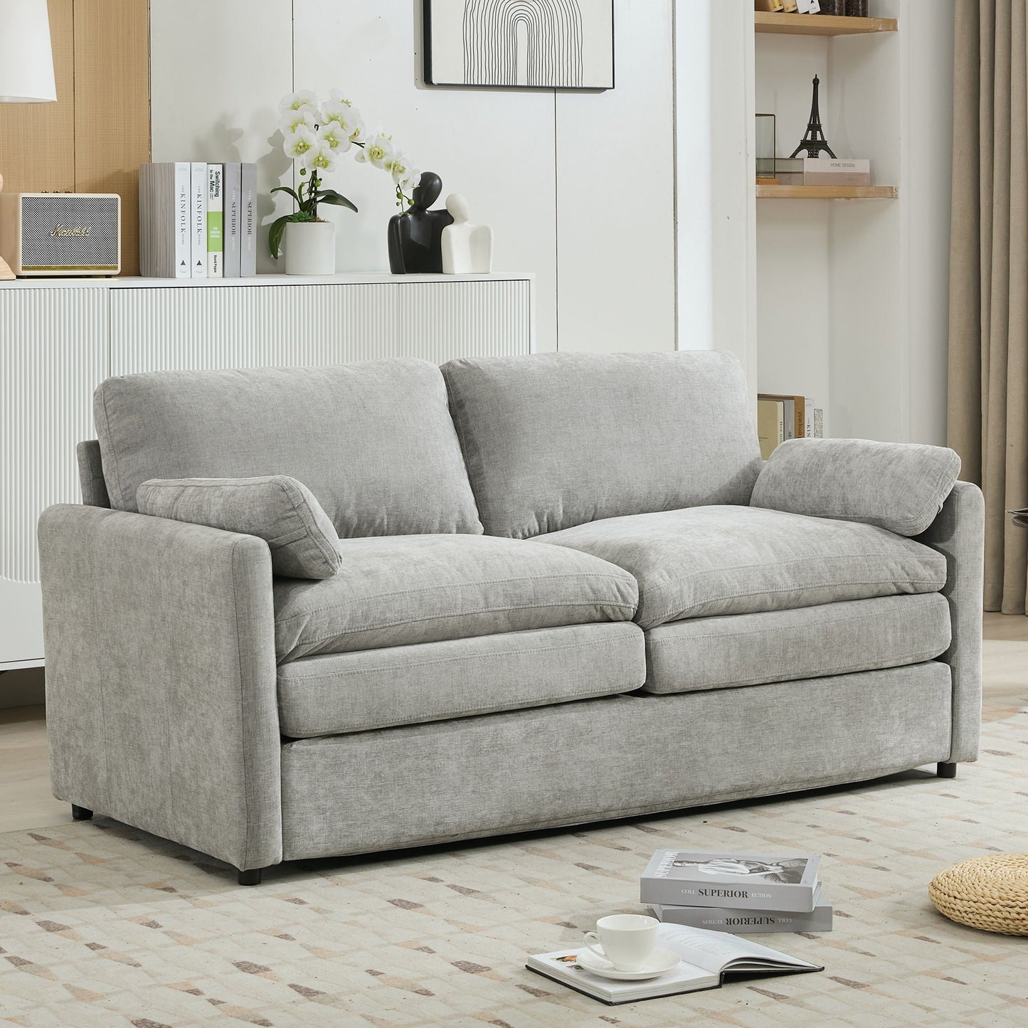 Cozy Upholstered Cushion Loveseat Sofa For Living Room