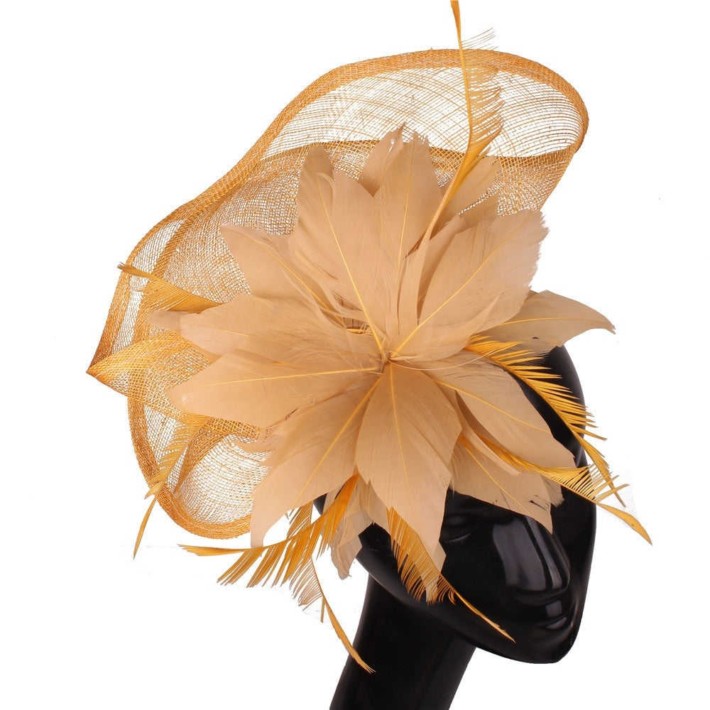Fan-shaped Handcrafted Linen Headpiece