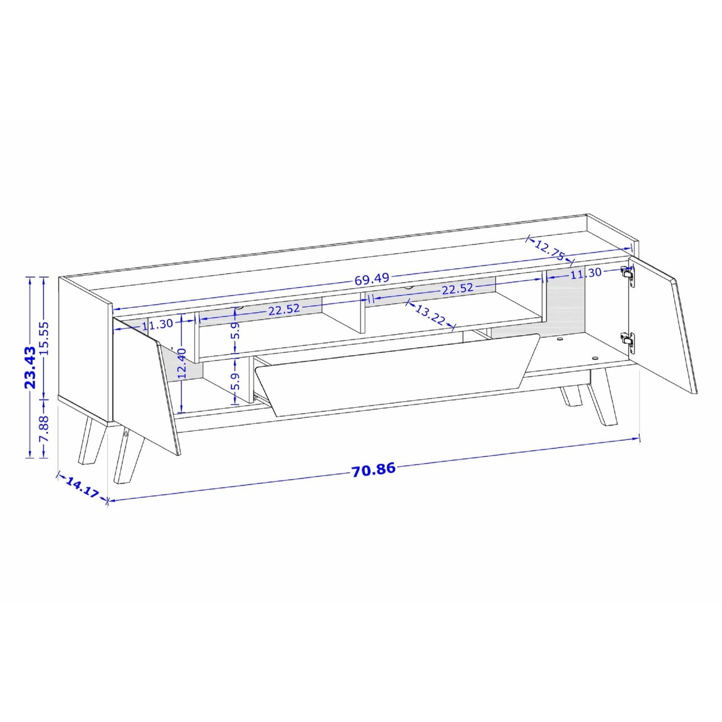 Marcus - TV Stand With 4 Shelves And Soft Close Doors
