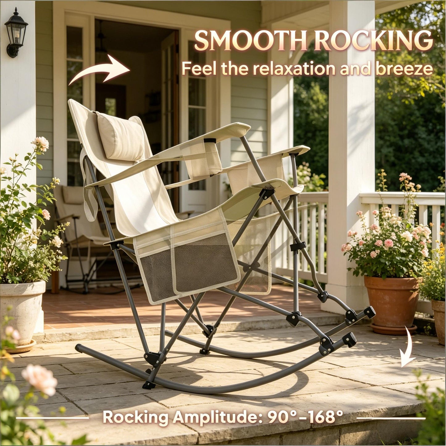 Set of 2 Rocking Park Chairs - Portable Folding Camping Chairs