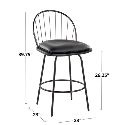 Riley - Claire Farmhouse Fixed Height Counter Stool With Swivel With Round Footrest (Set of 2)
