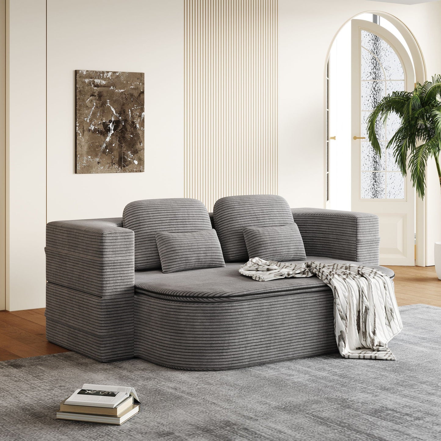 2 In 1 Foldable Sofa Bed With Multi Functional Blanket