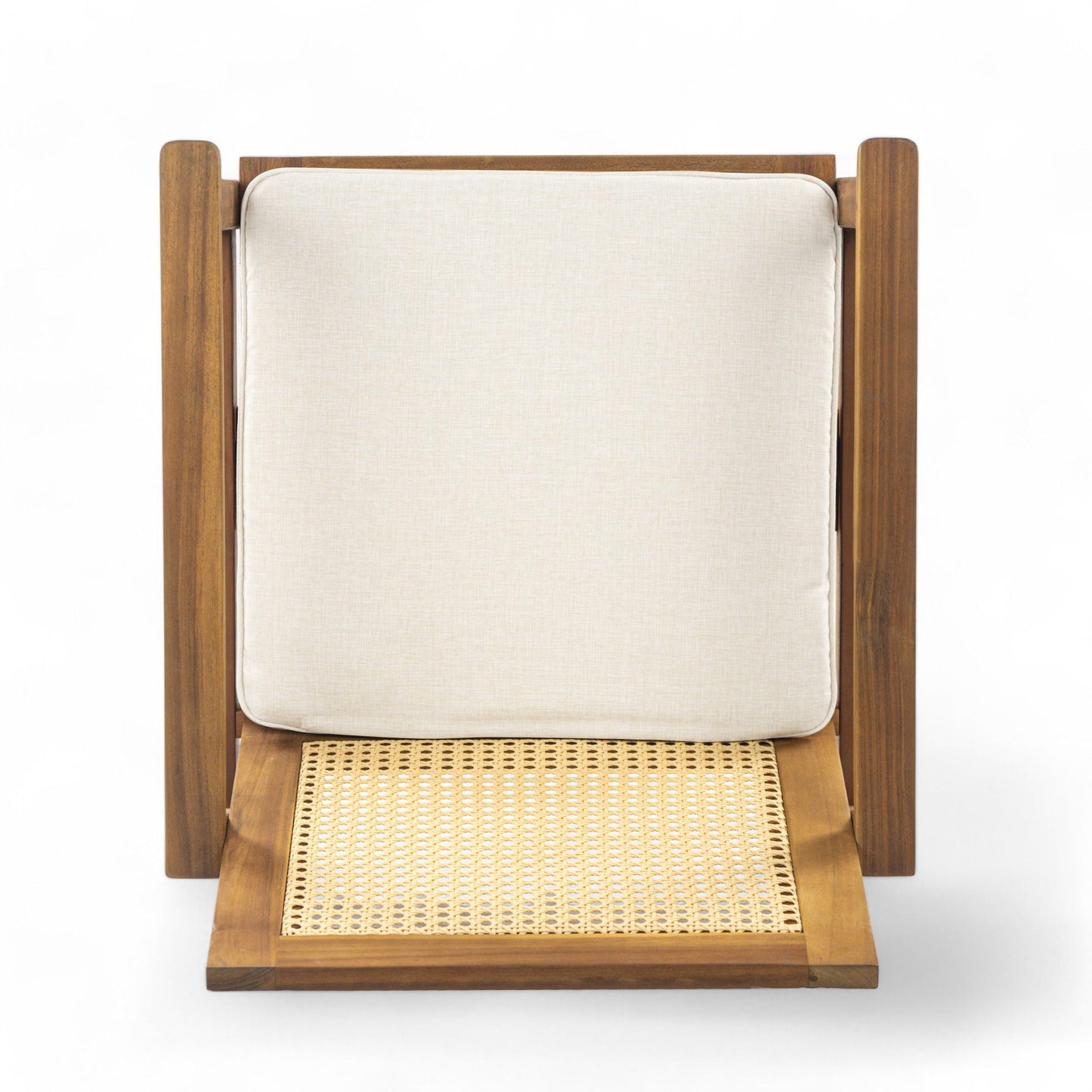 Preston Outdoor Dining Chair With Cushion Set of 2 - Teak / Beige