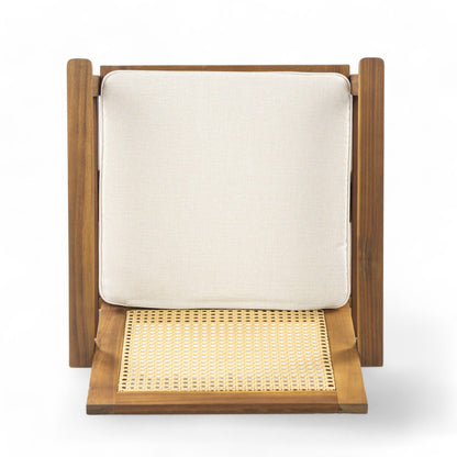 Preston Outdoor Dining Chair With Cushion Set of 2 - Teak / Beige