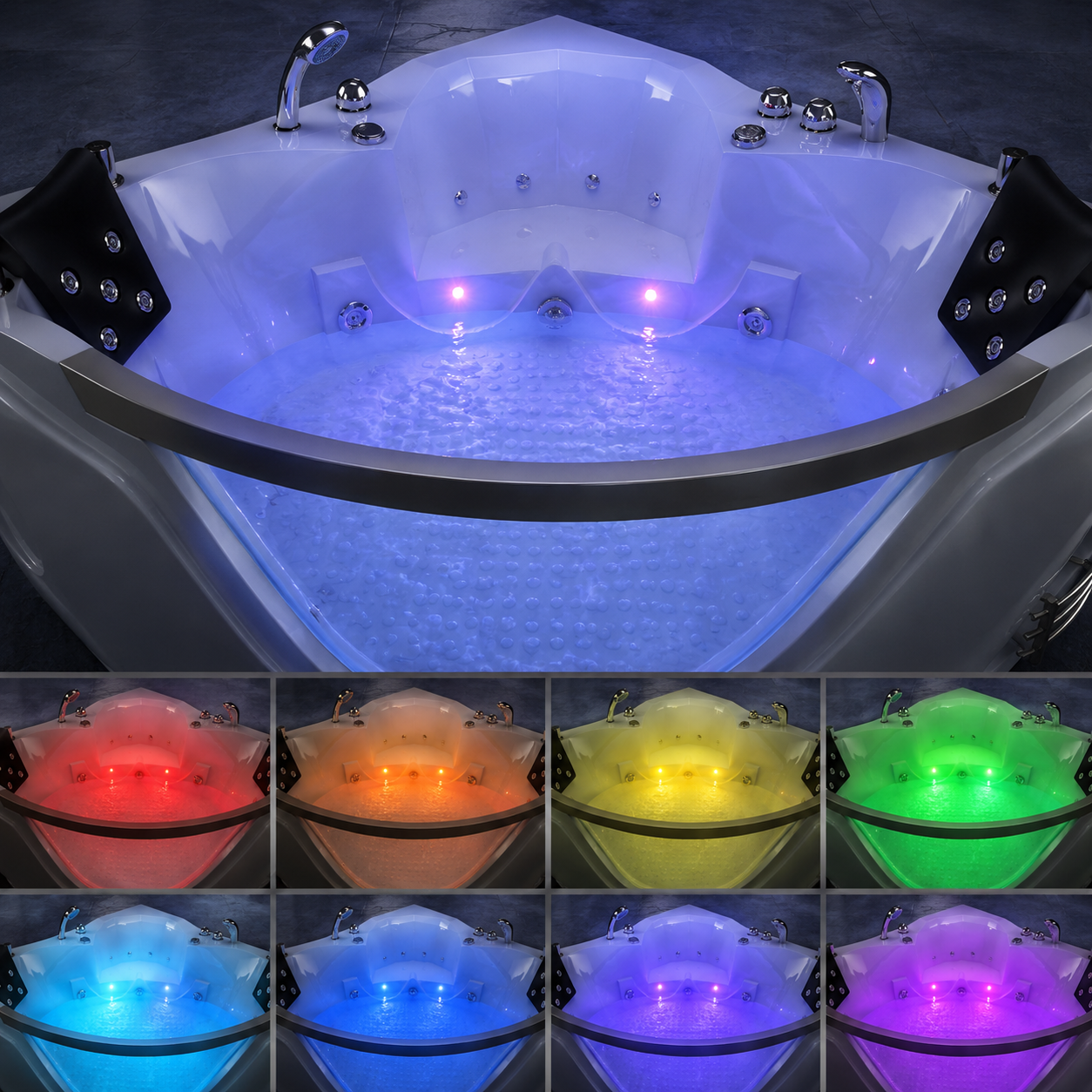 59" Light Luxury Double Corner Whirlpool Bathtub