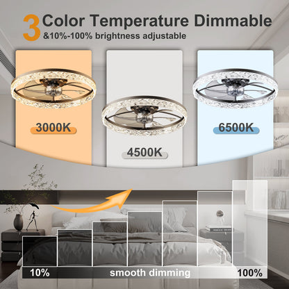 23.6" Ceiling Fan with Lights, Remote and App Control