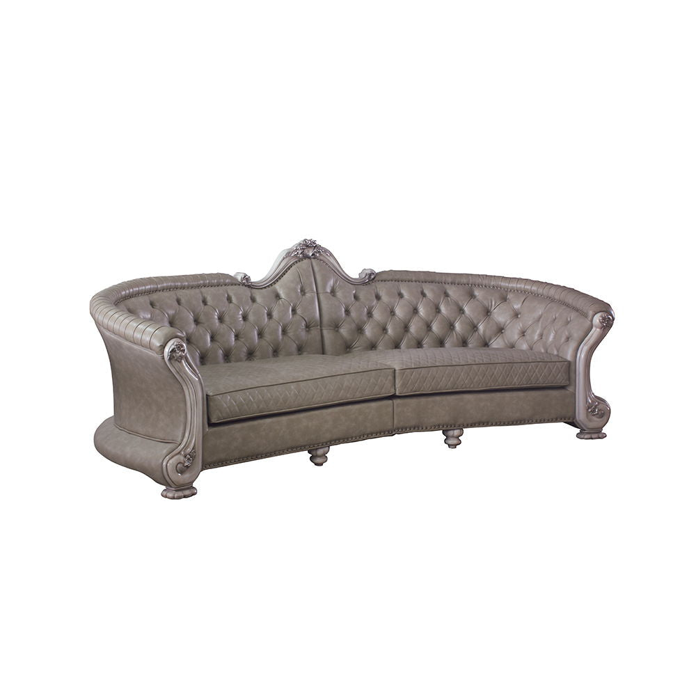 Dresden - 43" Sofa With 5 Pillows - Synthetic Leather & Vintage Bone White
