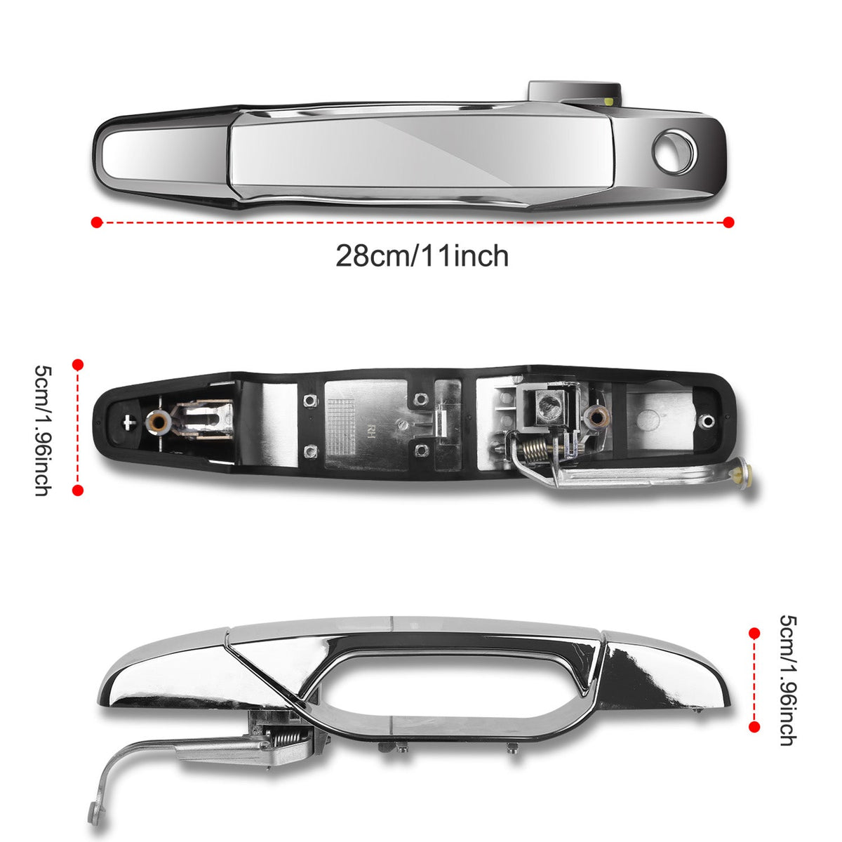 iMounTEK 4pcs Chrome Outer Handles Outside Exterior Door Handles Front Rear for Chevy Pickup Truck 2007-2013 Suburban Sierra Silverado Escalade Cadill