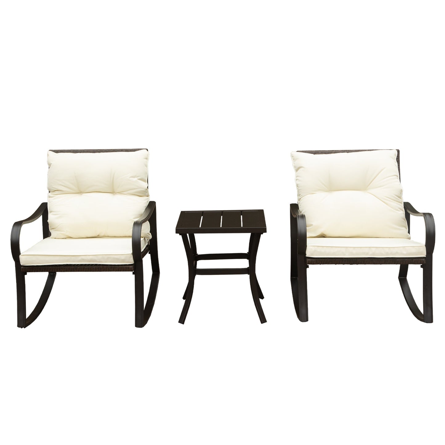 Metal 2 - Person Outdoor Patio Rocking Seating Group with Cushions