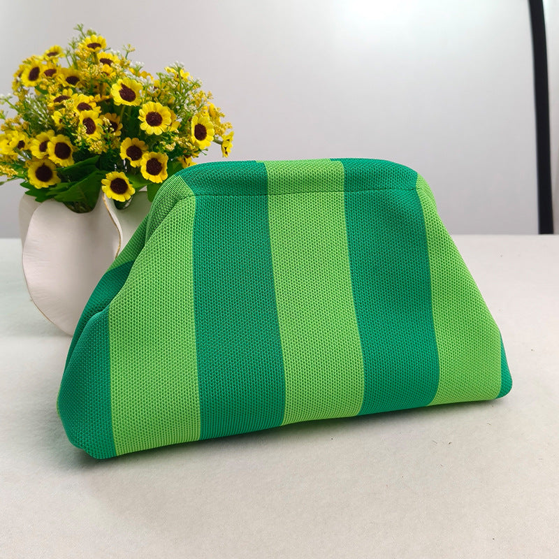 Womens Knitted Bag Striped Clutch