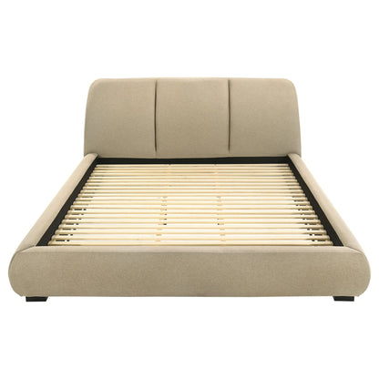Mokena 46-inch Upholstered Eastern King Platform Bed Brown