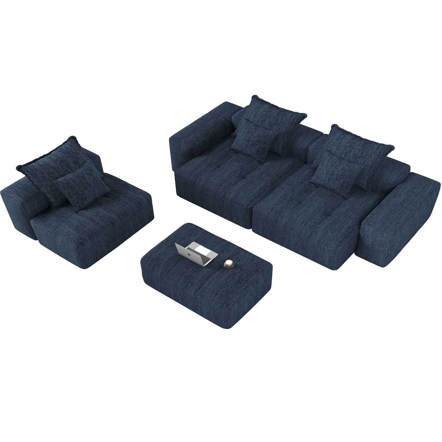 Modern Oversized DIY Combination Modular Sectional Sofa With Pillows