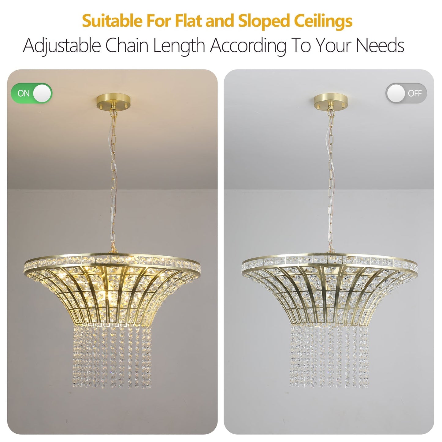 8-Light 23.6' Wide Crystal Waterfall Chandelier
