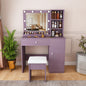 Stylish Vanity Desk Set with Padded Stool & Adjustable Lighted Mirror