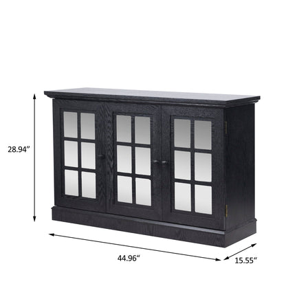 Storage Cabinet With 3 Mirrored Acrylic Doors, Adjustable Shelves