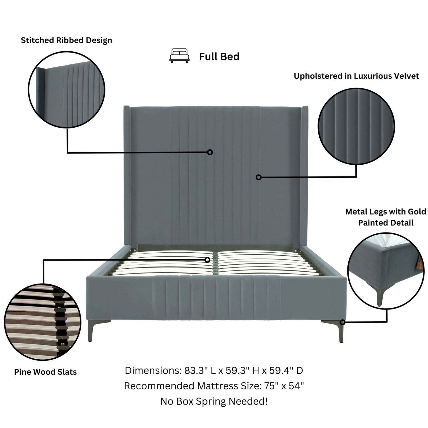 Promenade - Bed With Upholstered Headboard And Slats