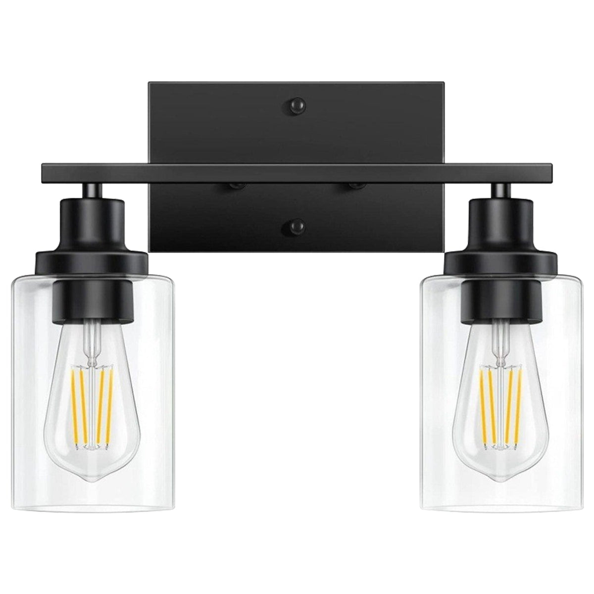 2 Light Wall Sconce Lighting with Clear Glass Shade Bathroom Vanity Lamp Fixture Modern Mounted Light for Porch Mirror Living Room Bedroom Hallway