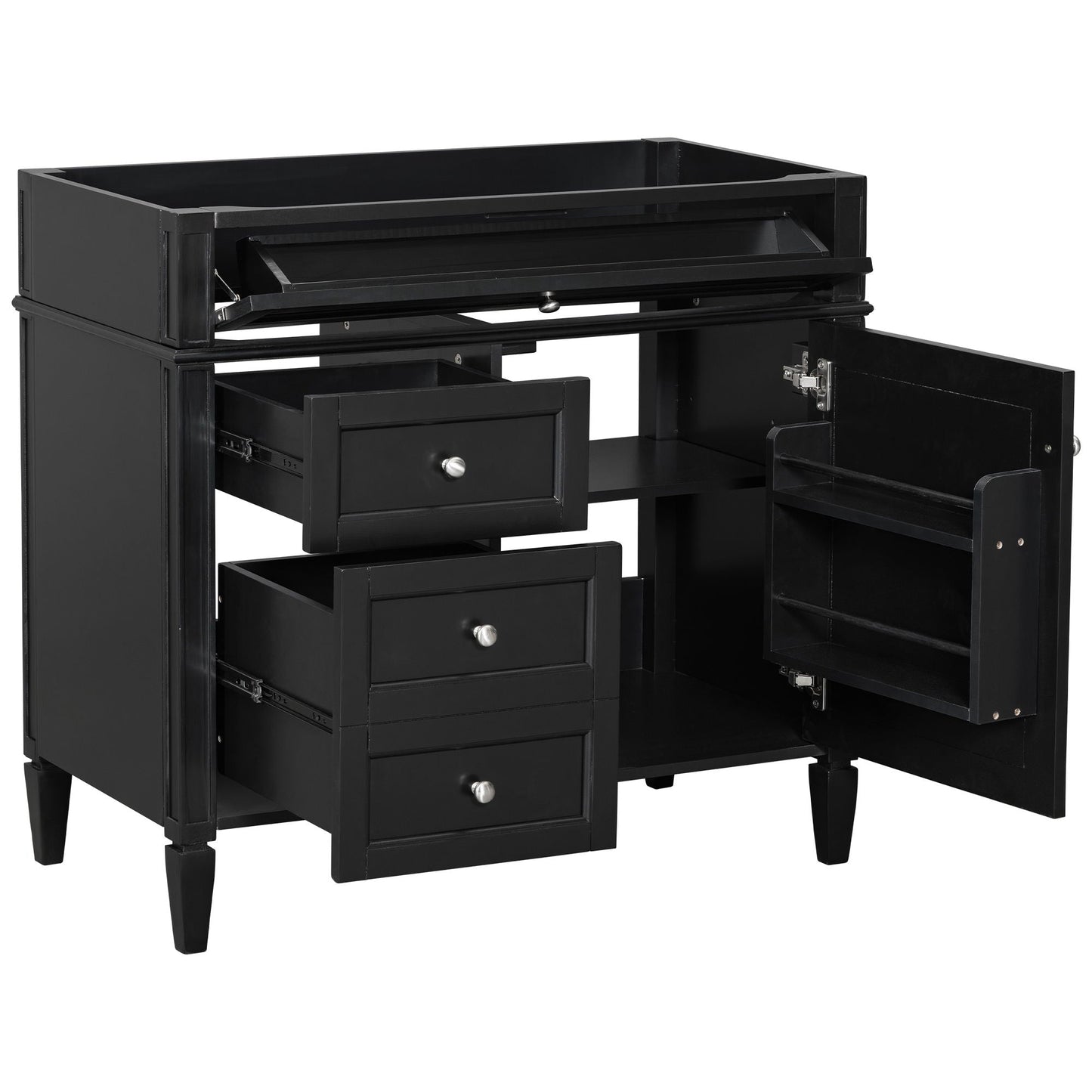Bathroom Vanity With 2 Drawers and Tip-Out Storage Cabinet