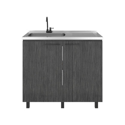 Alatna Freestanding Utility Base Cabinet with Stainless Steel Countertop