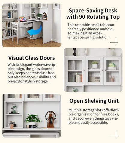 Computer Desk with Glass Door for Home Office or Study