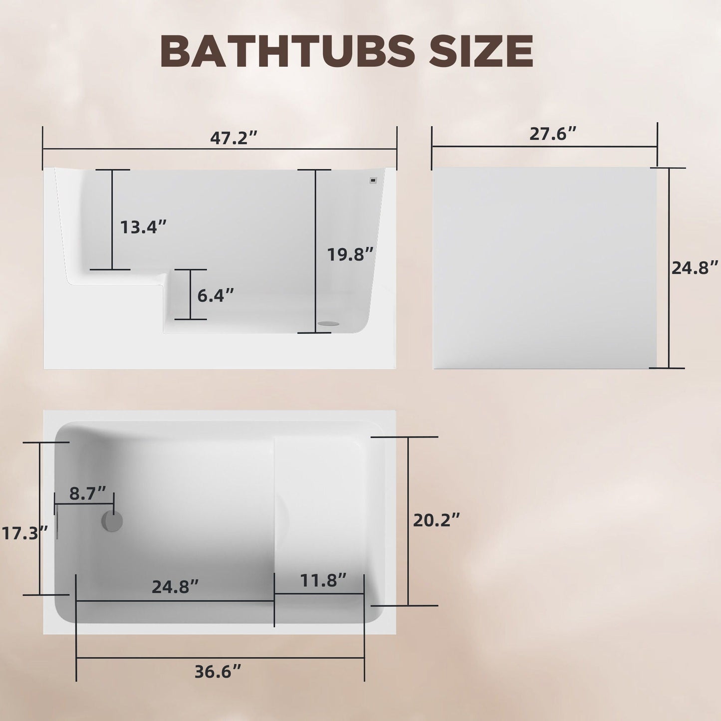 Gloss Freestanding Bathtub With Built In Seat