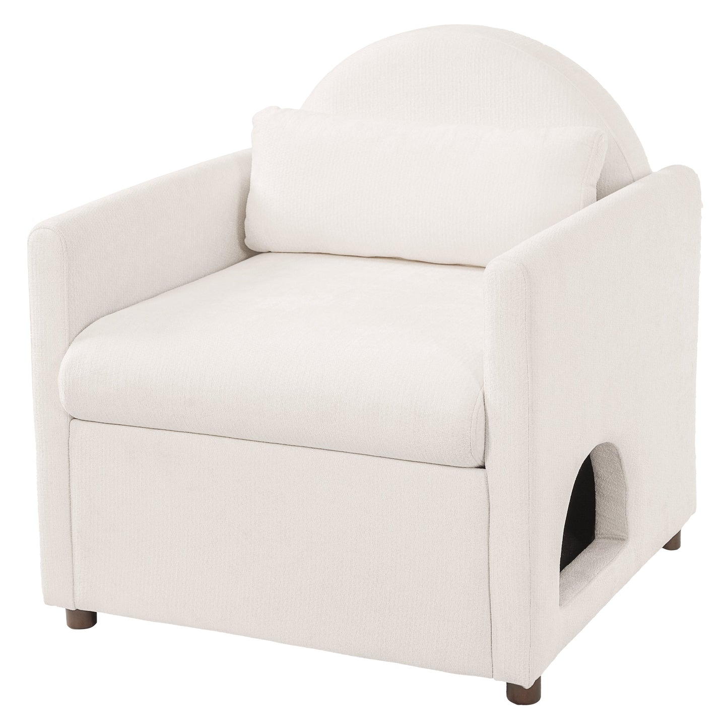Beige Pet Friendly Accent Chair with Hidden Pet Nook