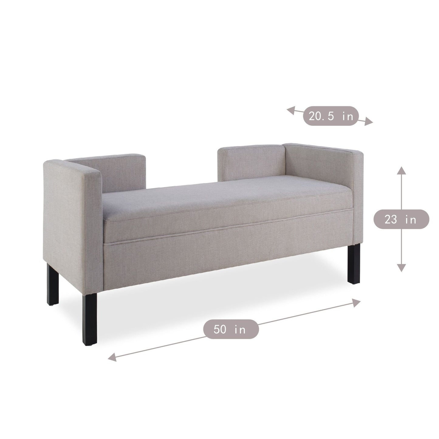 Upholstered Ottoman With 2 Bolster Pillows For Living Room - Gray