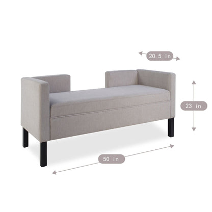 Upholstered Ottoman With 2 Bolster Pillows For Living Room - Gray