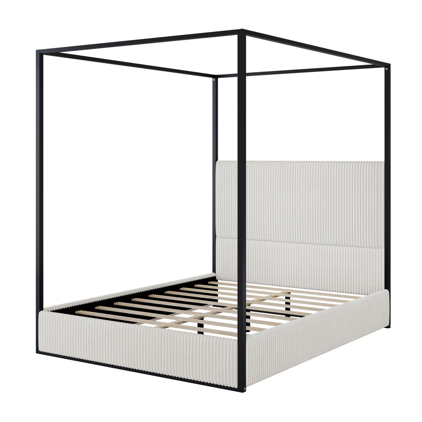 Canopy Bed With Tall Upholstered Headboard And 4 Poster
