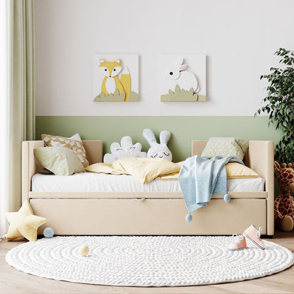Twin Size Upholstered Daybed With Pop Up Trundle